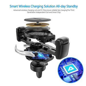 2023 Qi Wireless Car Charger Vent Mount Phone Holder iPhone Galaxy Pixel Moto