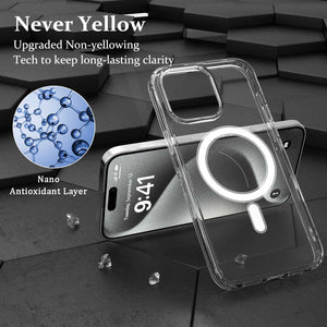 Anti Yellow Crystal Bumper iPhone 15 Pro Mag-Safe Case - Transparent Clear