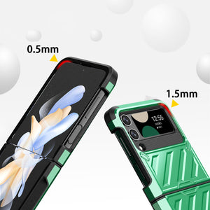 Shockproof Galaxy Z Flip5 Rugged Armor Case - Dark Green/Black