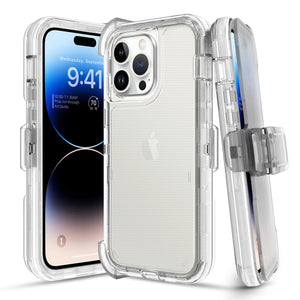 Heavy Duty Rugged Defender [iPhone 14+ Plus] Case Belt Clip Holster