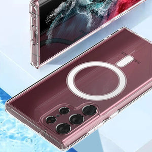 Mag-Safe Crystal Cover Galaxy S23 Ultra Case - Transparent Clear