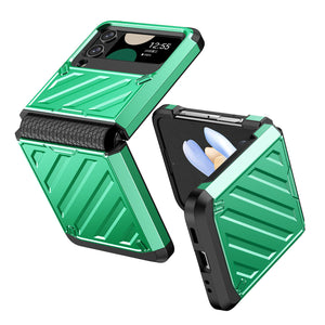 Shockproof Galaxy Z Flip5 Rugged Armor Case - Dark Green/Black