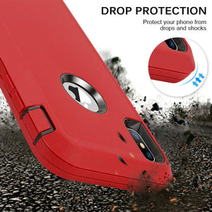 Heavy Duty Defender iPhone X / Xs Case with Belt Clip Holster - Red/Black