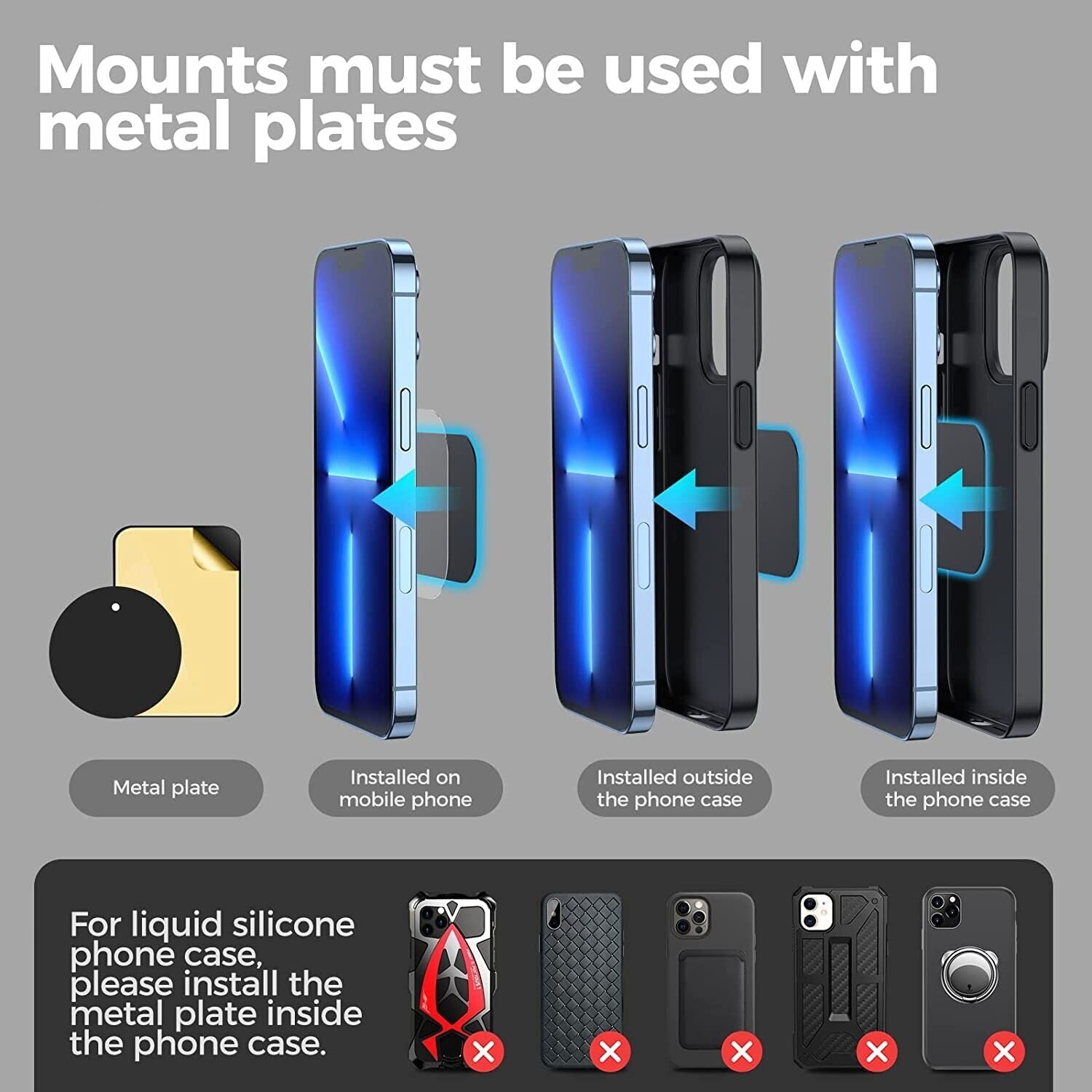 [2-Pack] Magnetic Car Dashboard Mount Phone Holder Stand 360 Adjustable