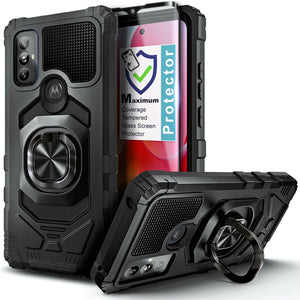 Max Armor [moto g play 2023 Case] Ring Holder Kickstand - Black-MyPhoneCase.com