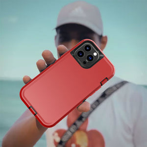 Heavy Duty Defender [iPhone 13 Pro Max] Case Belt Clip Holster - Red