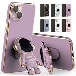 Electroplated Cute Astronaut Stand Case for iPhone 11 / 12 / 13 / 14 Series
