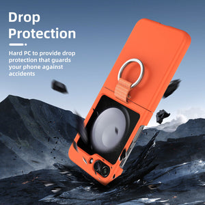 Premium Slim Cover Galaxy Z Flip5 Ring Holder Case - Orange