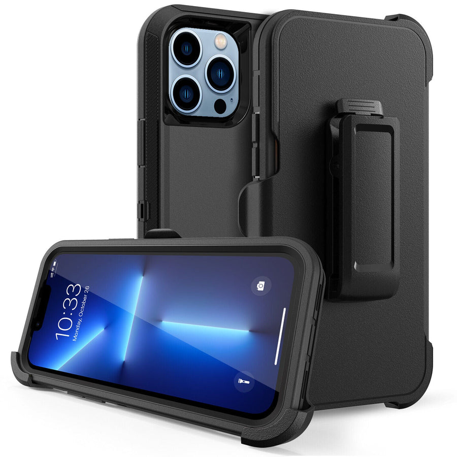 Heavy Duty Defender iPhone 15 Case with Belt Clip Holster