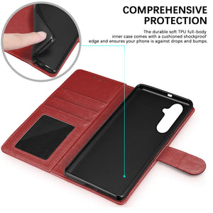 Premium Leather Galaxy S24 Ultra Wallet Case with Card Holder