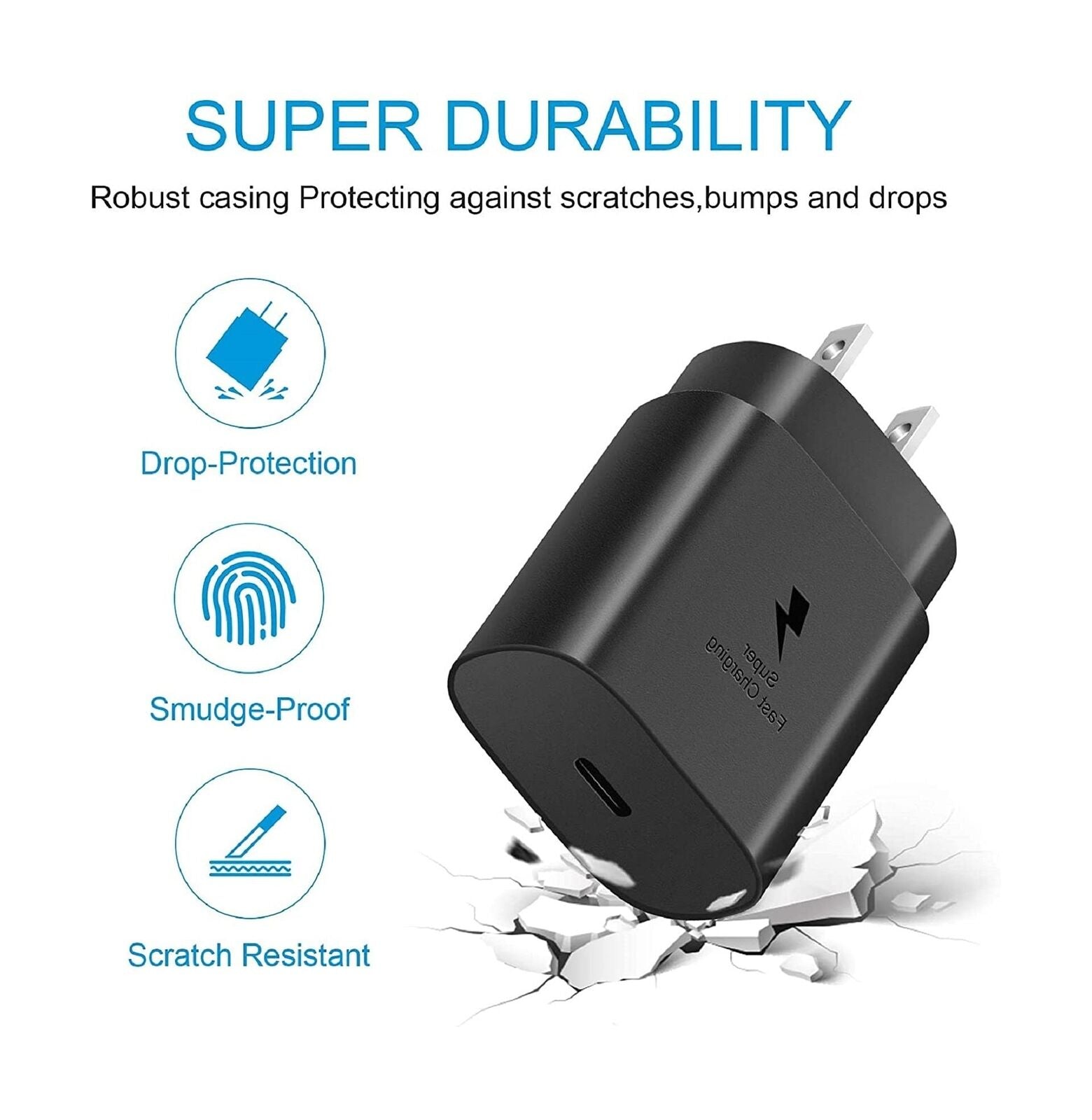 Samsung Super Fast Charging 25W USB C Wall Charger with 5-FT Type-C ...