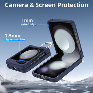 Premium Slim Cover Galaxy Z Flip5 Ring Holder Case - Blue