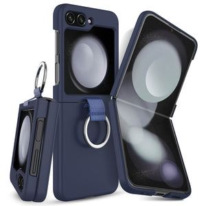 Premium Slim Cover Galaxy Z Flip5 Ring Holder Case - Blue
