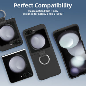 Premium Slim Cover Galaxy Z Flip5 Ring Holder Case - Black