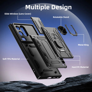 Rugged Total Defender Galaxy S24 Ultra Case Card Holder & Ring Kickstand