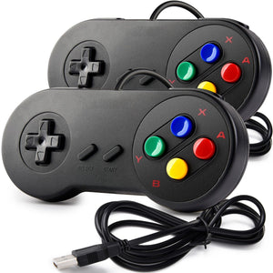 [2-Pack] SNES Style USB Wired Controller Gamepad for PC/MAC - Black