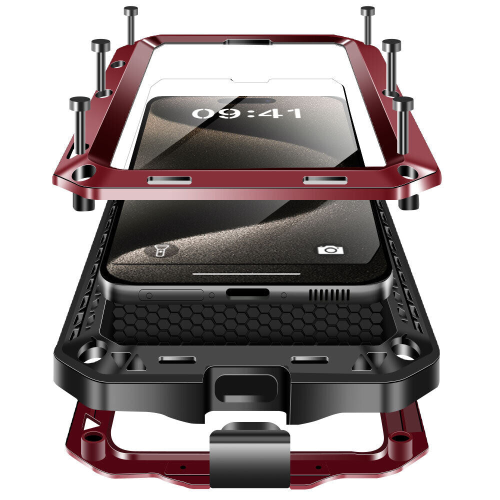 iPhone 11 Pro Max Gorilla Glass Full Metal Aluminum Case Red