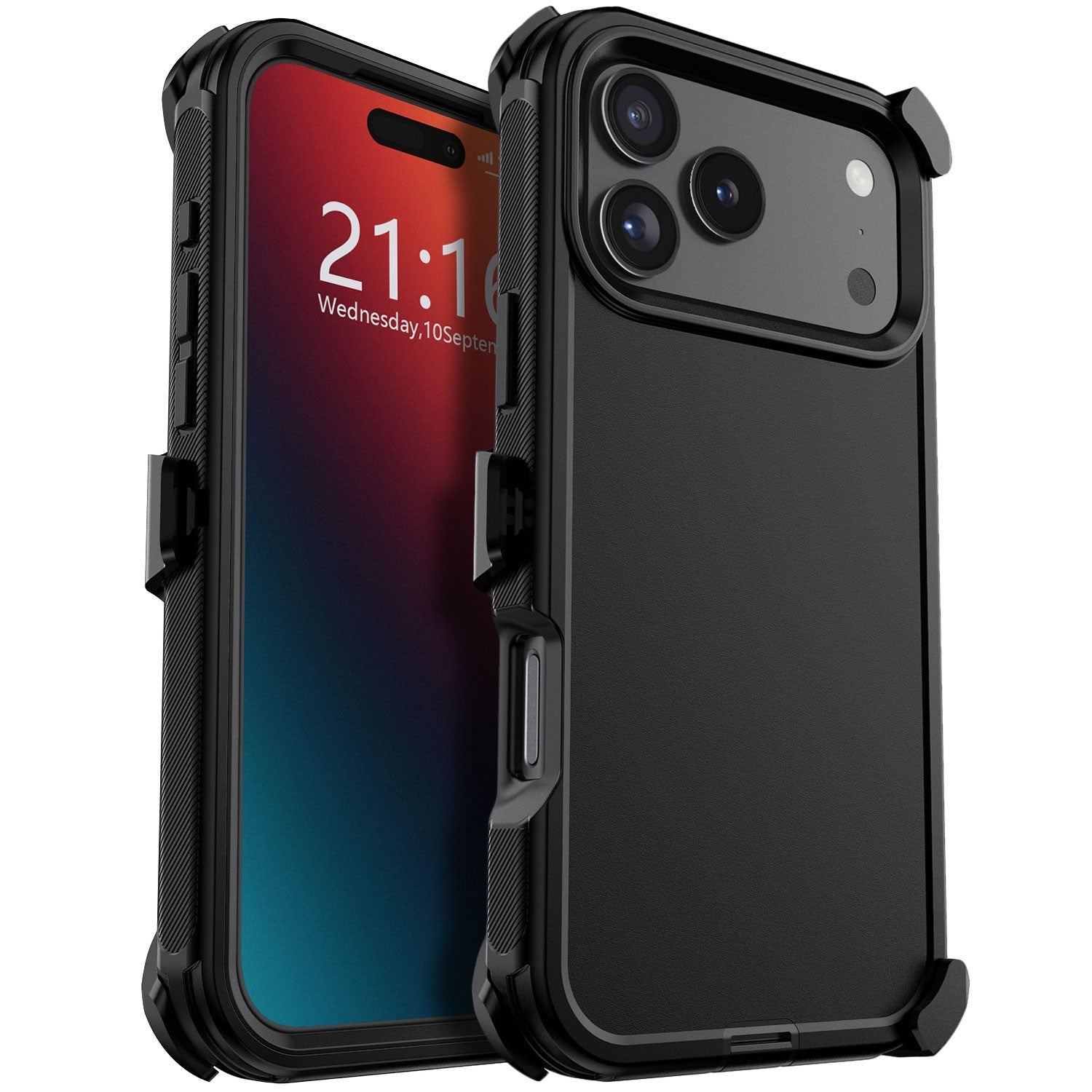 Heavy Duty Commuter [iPhone 17 Pro Max] Case Belt Clip Holster - Black-MyPhoneCase.com