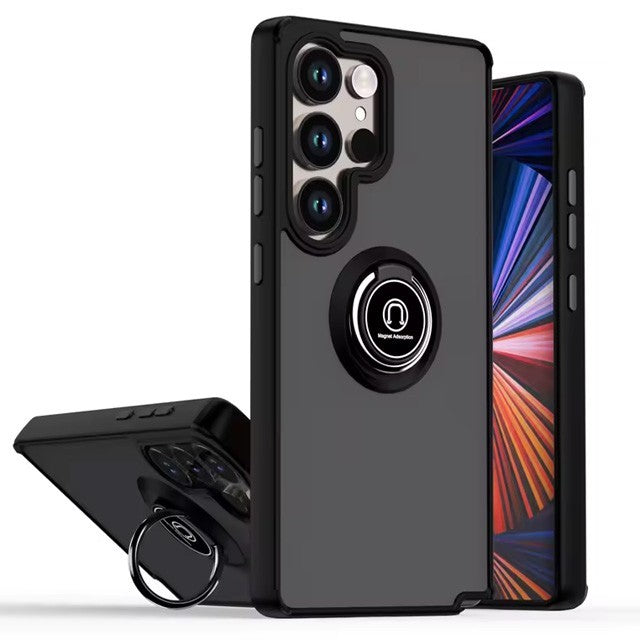 Matte Shockproof [Galaxy S26 Ultra] Case with Ring Stand - Black-MyPhoneCase.com