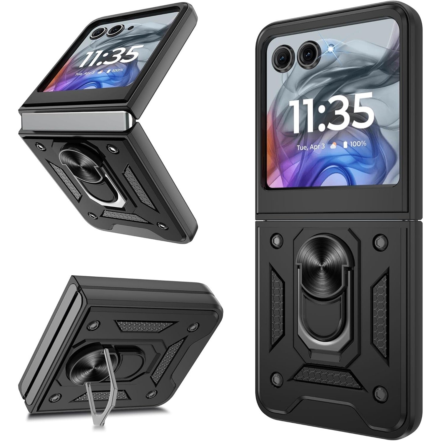 Heavy Duty Shockproof [Motorola Razr Ultra 2025] Case Ring Stand - Black-MyPhoneCase.com