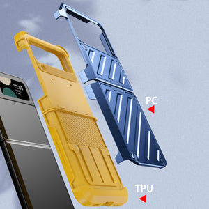Shockproof Galaxy Z Flip5 Rugged Armor Case - Blue/Yellow
