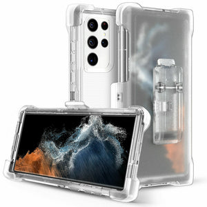 Heavy Duty Defender Galaxy Note 20 Case Belt Clip Holster - Frost Clear-MyPhoneCase.com