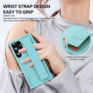 Leather Wristband Galaxy S23 Ultra Non-Skid Hand Grip Case