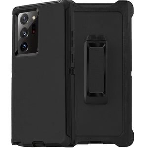 Heavy Duty Defender Galaxy Note 20 Ultra Case with Belt Clip Holster - Black