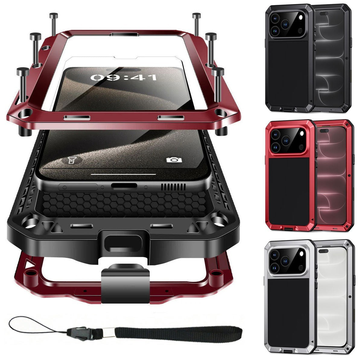Metal Gorilla Glass Tough Armor [iPhone 17 Pro Max] Case Structure and Colors-MyPhoneCase.com