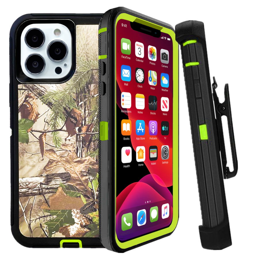 Heavy Duty Defender iPhone 14 Pro Max Case Belt Clip Holster - RealTree Camo-MyPhoneCase.com