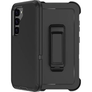Heavy Duty Defender Galaxy S23+ Plus Case Belt Clip Holster - Black-MyPhoneCase.com