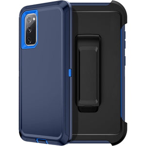 Heavy Duty Defender Galaxy S20 Case with Belt Clip Holster - Navy/Blue