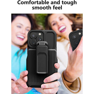 Rugged Defender iPhone 13 Case New-Type Belt Clip Holster - Black-MyPhoneCase.com