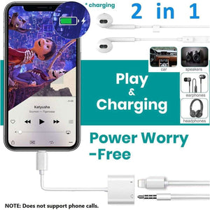 Dual Adapter 3.5mm Headphone & Charger For Apple iPhone Lightning-MyPhoneCase.com