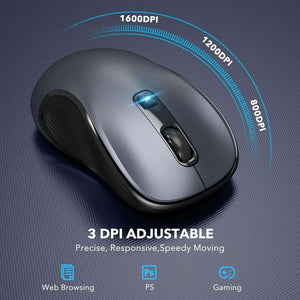Ergonomic Bluetooth & 2.4GHz Wireless Optical Mouse for PC Laptop 1600 DPI