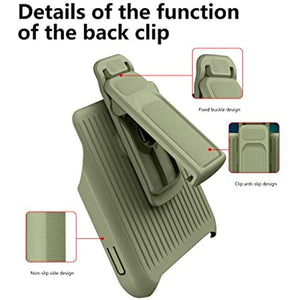 Rugged Defender iPhone 14 Plus Case New-Type Belt Clip Holster - Army Green-MyPhoneCase.com