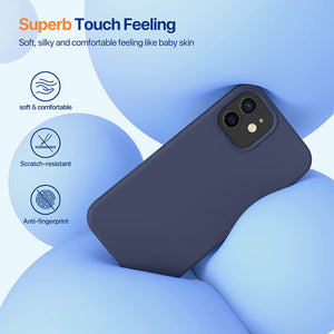 Silky-Soft Touch Full-Body [iPhone 12 / 12 Pro] Liquid Silicone Case - Navy Blue-MyPhoneCase.com