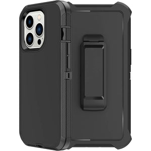 Heavy Duty Defender [iPhone 13 Pro Max] Case Belt Clip Holster - Black-MyPhoneCase.com