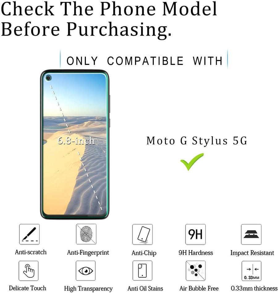 HD Tempered Glass [moto g stylus 5G 2021] Screen Protector [2-Pack]-MyPhoneCase.com