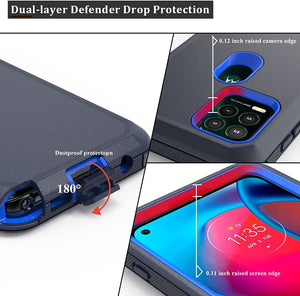 Heavy Duty Defender Moto g stylus 5G (2021) Case Belt Clip Holster - Blue-MyPhoneCase.com