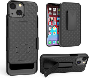 OEM Fitted Shell Kickstand iPhone 13 Mini Case Belt Clip Holster-MyPhoneCase.com