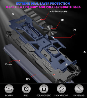 Heavy Duty Metallic Defender [Moto G Pure] Kickstand Case - Blue-MyPhoneCase.com