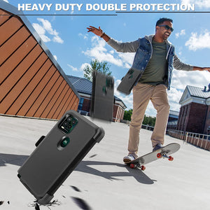 Heavy Duty Defender Moto g stylus 5G (2021) Case Belt Clip Holster - Black-MyPhoneCase.com