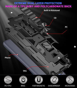Heavy Duty Metallic Defender [Moto G Pure] Kickstand Case - Black-MyPhoneCase.com