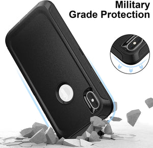Heavy Duty Shockproof iPhone X / Xs Defender Case Holster - Black-MyPhoneCase.com