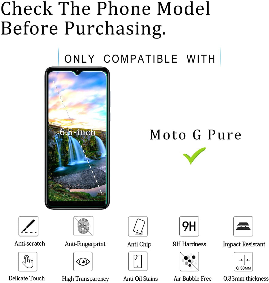 [Moto G Pure] HD Tempered Glass Screen Protector [2-Pack]-MyPhoneCase.com