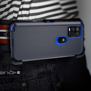 Heavy Duty Defender Moto g stylus 5G (2021) Case Belt Clip Holster - Blue-MyPhoneCase.com
