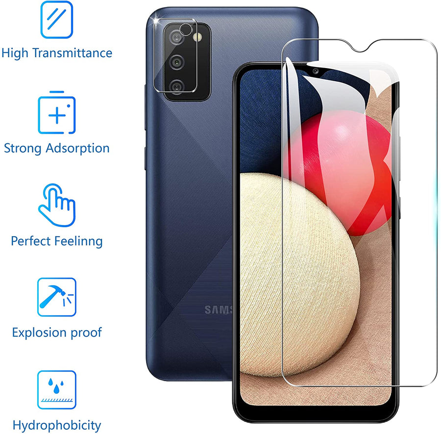 [2+2] Tempered Glass Screen/Camera Protector for Galaxy A02s [4-Pack]-MyPhoneCase.com