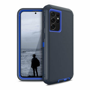 Heavy Duty Shockproof Defender Galaxy S21 5G (6.2") Case Holster - Blue-MyPhoneCase.com
