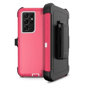 Heavy Duty Shockproof Defender Galaxy S21 5G (6.2") Case Holster - Pink-MyPhoneCase.com